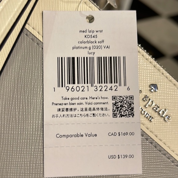 Kate Spade Lucy Medium L-Zip Wristlet 
COLOR: Platinum Grey Multi 
NWT - Picture 7 of 16